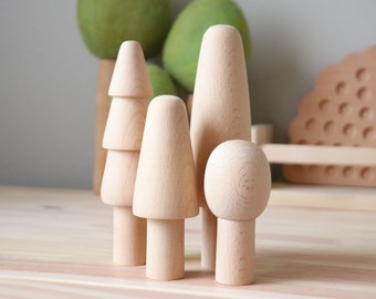 Unfinished  Natural Wooden Tree Set /  Waldorf Tree Toys