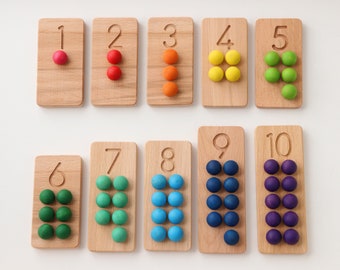 Montessori Beech Wood Counting Boards: Number Learning Toy