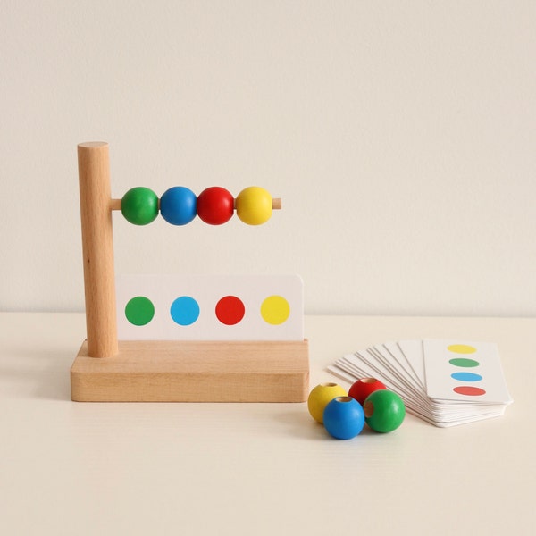 Juego de combinación de patrones de cuentas de madera: juguete de aprendizaje para niños pequeños