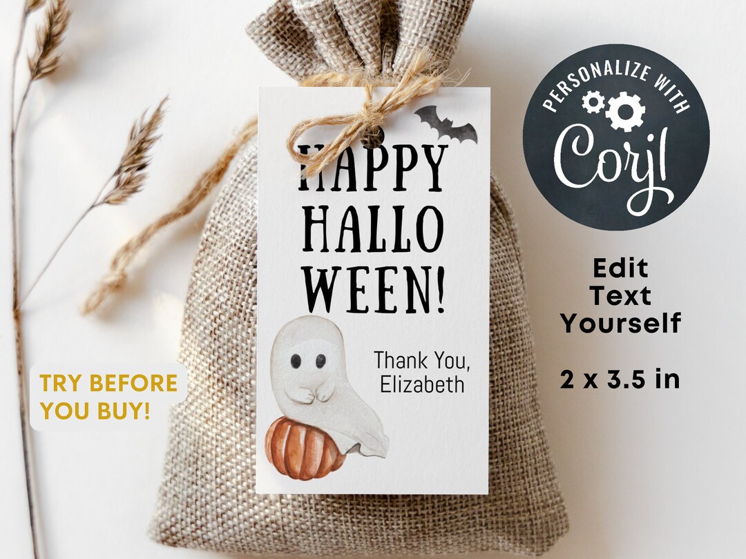 Editable Halloween Favor Tags • Happy Halloween Treat Tag Template ...