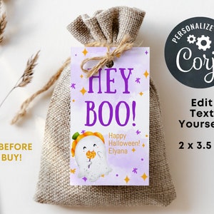 Editable Halloween Treat Tags • Happy Halloween Favor Tag Template • Corjl Instant Download • Printable Classroom & Party Labels