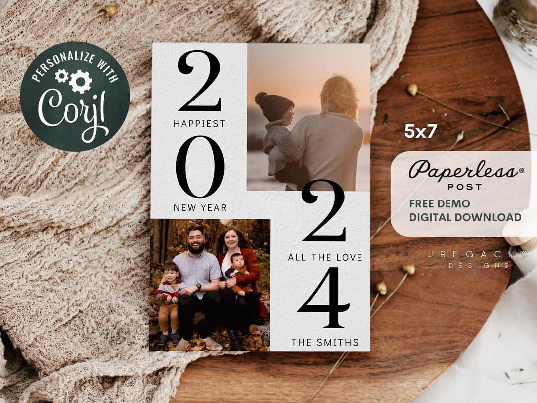 Christmas Card, 2024 Holiday Card, Photo Card, Holiday Card Template, Card Template 5x7 Etsy