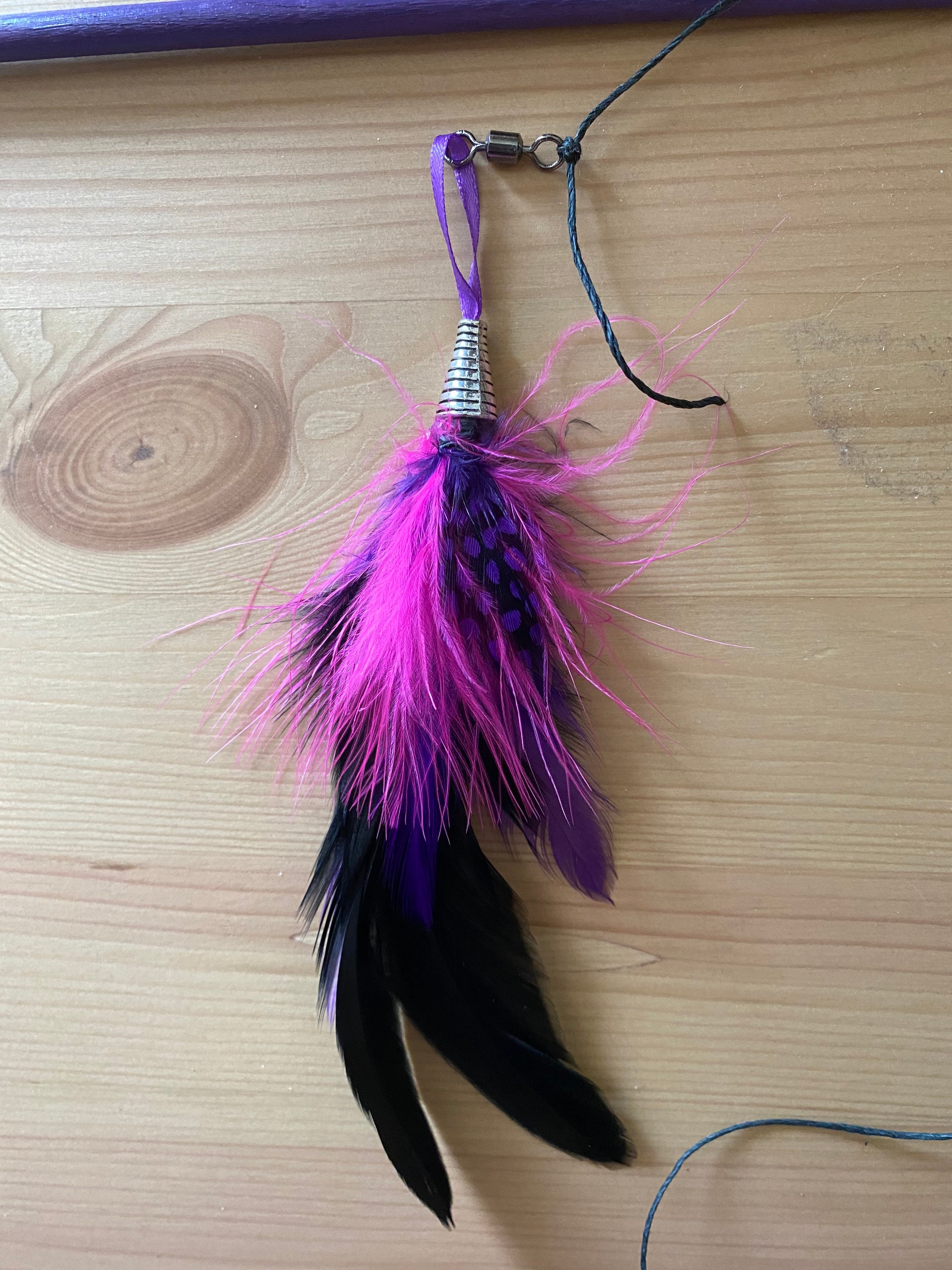 Handmade Cat Wand Feather Ribbon Cat Teaser Toy Sassy pink Etsy
