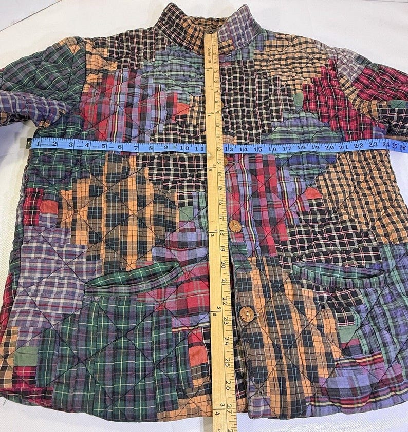 Vintage Patch Magic quilted patchwork jacket Star Womens XL Crazy image 4