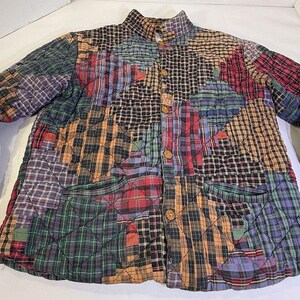 Vintage Patch Magic quilted patchwork jacket Star Womens XL Crazy image 2