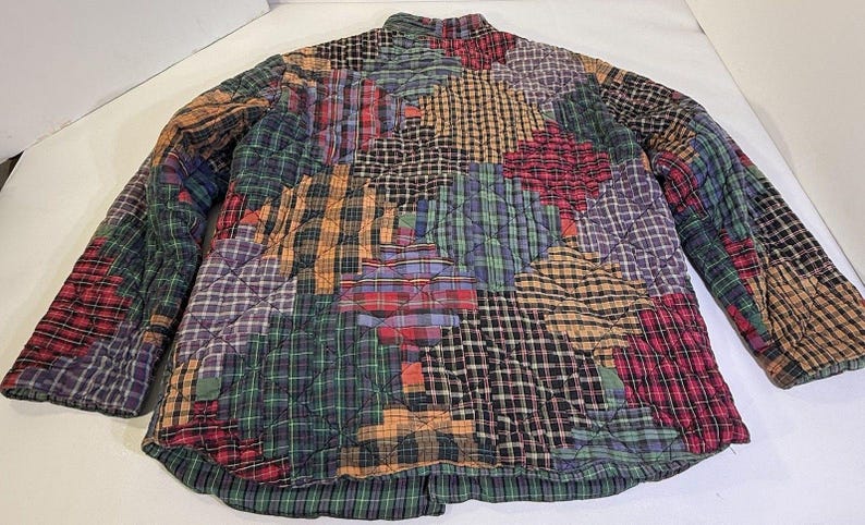 Vintage Patch Magic quilted patchwork jacket Star Womens XL Crazy image 5