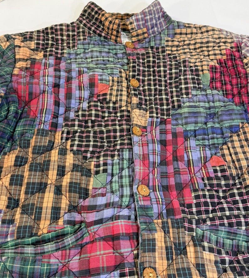 Vintage Patch Magic quilted patchwork jacket Star Womens XL Crazy image 3