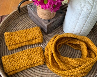 Crocheted boot cuff and neck cowl set