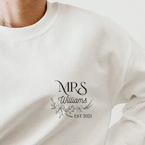 Personalised Mrs. Sweatshirt: Last Name Honeymoon Gift Personalized