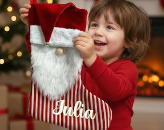 Personalized Plush Gnome Christmas Stocking | Kid's Holiday Decor