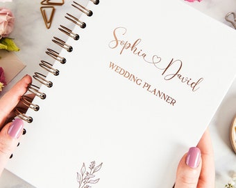 Personalised Wedding Planner Notebook, Engagement Gift, Plain Pages Personalised Couples Wedding Planner A5 Hardcover