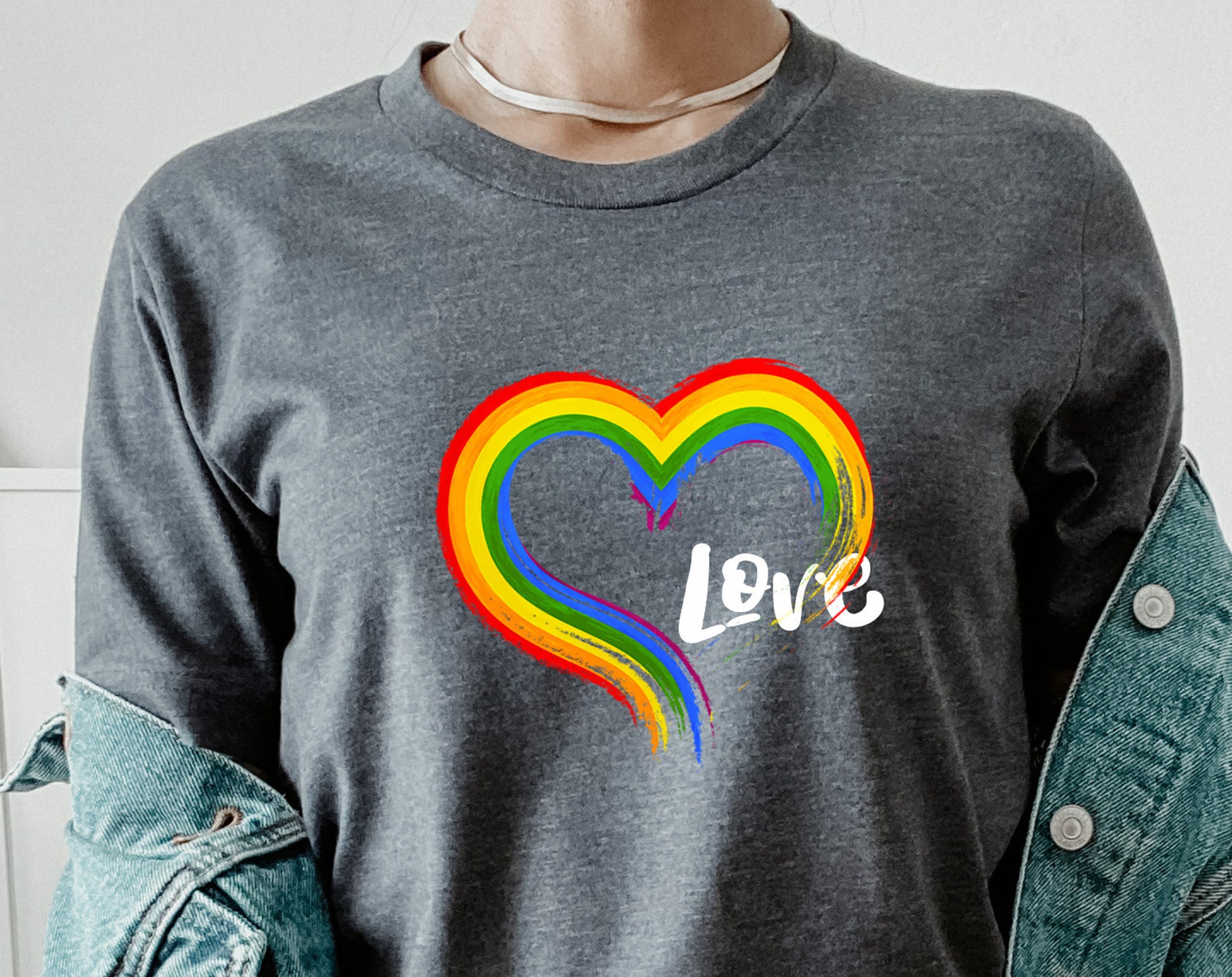 Pride Month Rainbow T-Shirt Love Heart