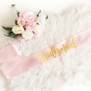 Rose Gold and Gold Personalised Bridesmaid Sash, Gold Bachelorette Bride to Be Sash, Maid of Honour Sash, Maid of Honour Sash