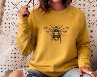 Bumble Bee Graphic Mustard Jumper, Sweatshirt - Ideal Mothers Day Gifts for Mum - Unique Gift for Her