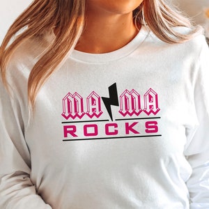 Sweat Mama Rocks, cadeau fête des mères, cadeau drôle pour maman sweatshirt, pull cadeau maman, cadeaux pour elle Mama Rocks