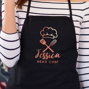Personalisierte Rose Gold Schürze, Kochen Backen Geschenk Schürze, Geschenk für Mama, Geschenk für ihre Mutter