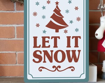Vintage Christmas Tin Sign - Retro Metal Kitchen Decoration