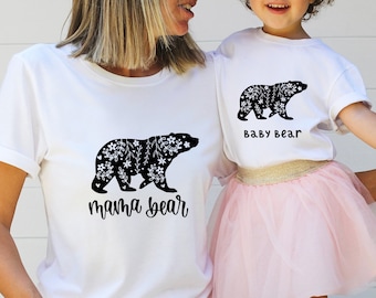 T-shirt maman ours et bébé ours, maman et moi, t-shirt assorti pour maman, cadeau de fête des mères pour maman et nounou