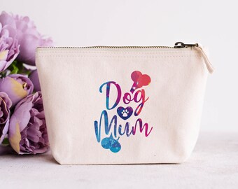 Make-uptasje Dog Mum - gepersonaliseerd make-uptasje van katoencanvas
