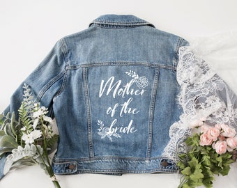 Boho Wedding Denim Jackets Mother of the bride jacket Bridesmaid Denim Jacket Miss to Mrs mom