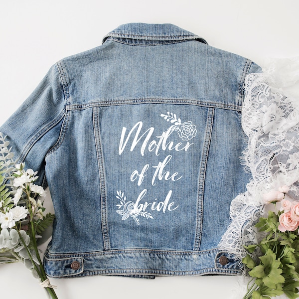 Boho Hochzeit Jeansjacken Mutter der Braut Jacke Brautjungfer Jeansjacke Fräulein an Frau Mutter