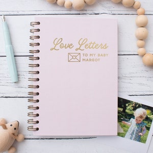 Cartas a mi bebé, Cuaderno de tapa dura personalizado, Diario de registro de recién nacidos, Recuerdo de bebé, Papelería de lámina dorada, Regalo de baby shower, Nueva mamá