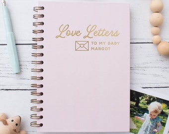 Lettres à mon bébé, carnet cartonné personnalisé, carnet de notes pour nouveau-né, souvenir de bébé, papeterie feuille d'or, cadeau de baby shower, nouvelle maman