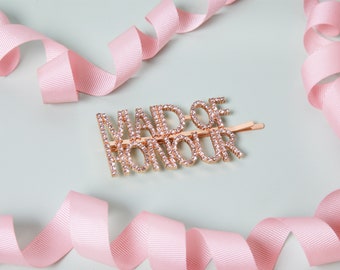 Maid of Honour Bobby Pin, Maid of Honour Hair Slide,  Sparkly Maid of Honour Hairpin Slide, Maid of Honour Proposal Gift Will you be my