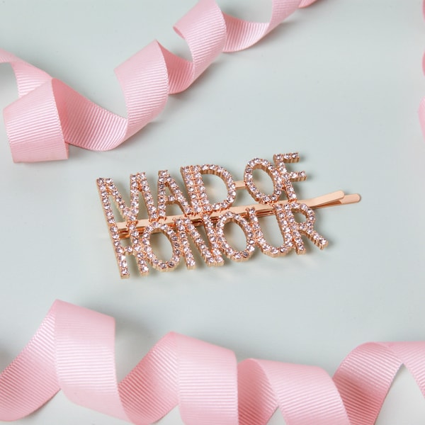 Maid of Honour Bobby Pin, Maid of Honour Hair Slide,  Sparkly Maid of Honour Hairpin Slide, Maid of Honour Proposal Gift Will you be my