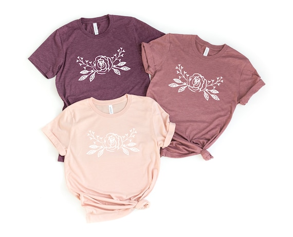 Soft Touch Maroon T-shirt With Peony Flower Unisex Size