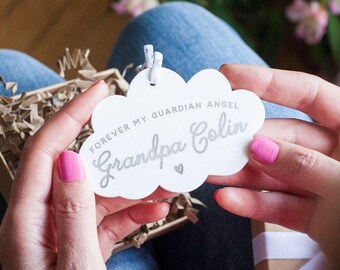 Personalised Memorial Ornament: Guardian Angel Keepsake with Liberty of London Ribbon Personalized
