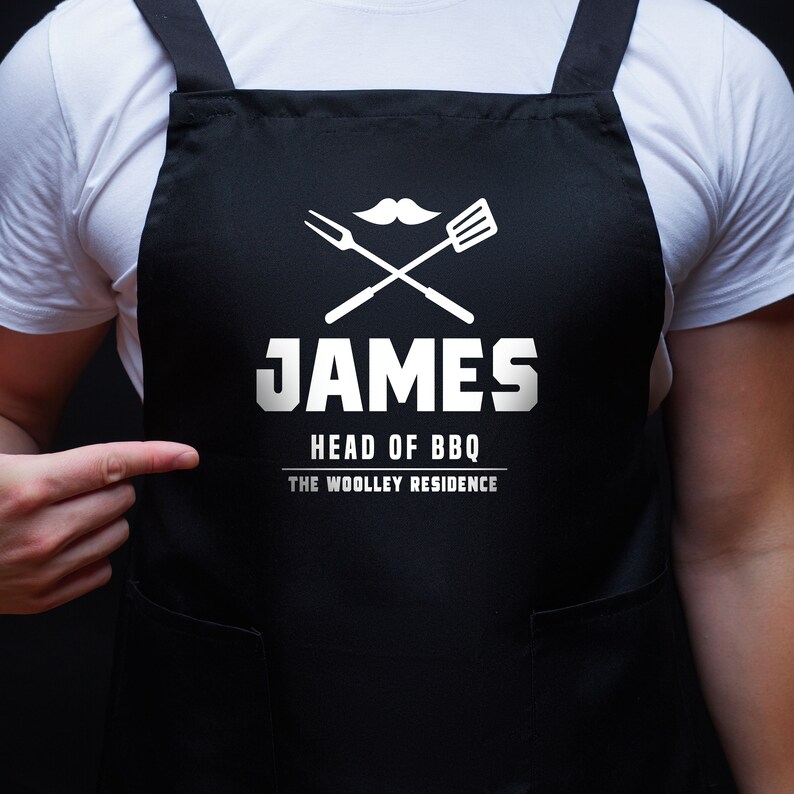 Personalised Head Chef Apron Custom Cooking Baking Apron for Men Head of BBQ For Him Fathers day beard Gift For Dad For Husband Mens image 4