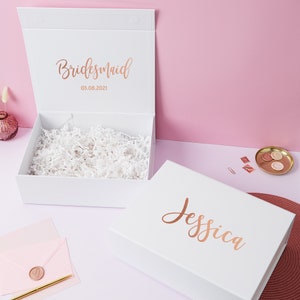 Any Text Personalised Gift Box, Personalized Wedding Gift, Bridesmaid Gift Box, Bridesmaid Proposal Box Real Foil Print!