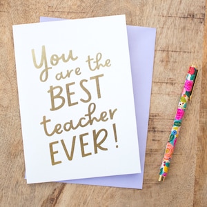 Carte du meilleur professeur de tous les temps, merci professeur, carte de remerciement pour professeur, carte de voeux en feuille d'or, cadeau pour professeur