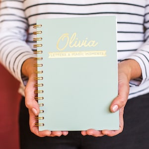 Diario de cartas y momentos mágicos, libro de registro de bebés, regalo para recién nacidos, cuaderno de tapa dura, diario personalizado, regalo de bautizo, inserto de planificador