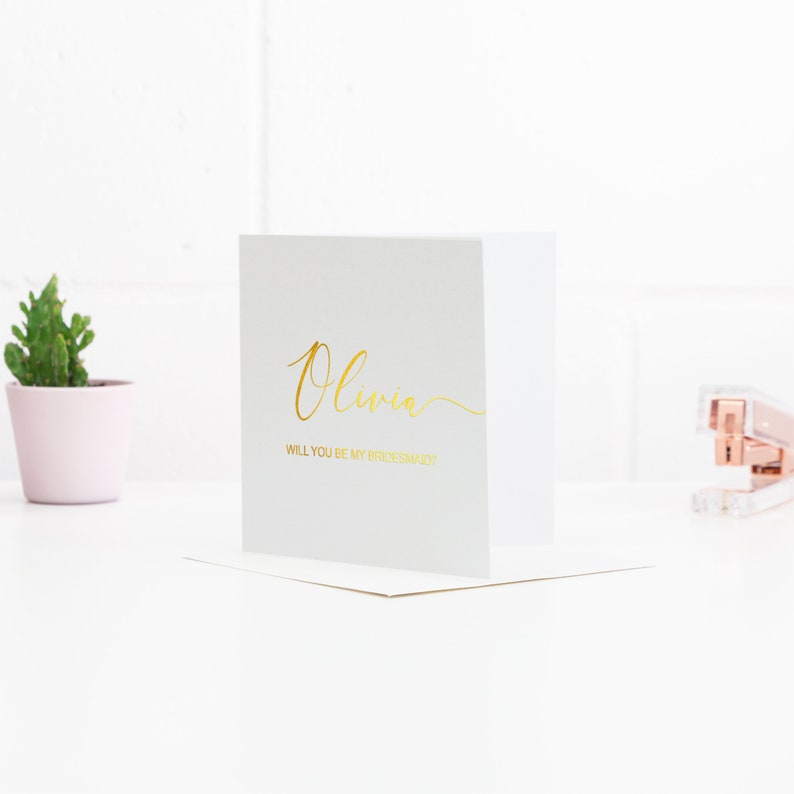 Will You Be My Flower Girl Invite Rose Gold -Gold Silver Foil Personalised Bridesmaid Proposal Card