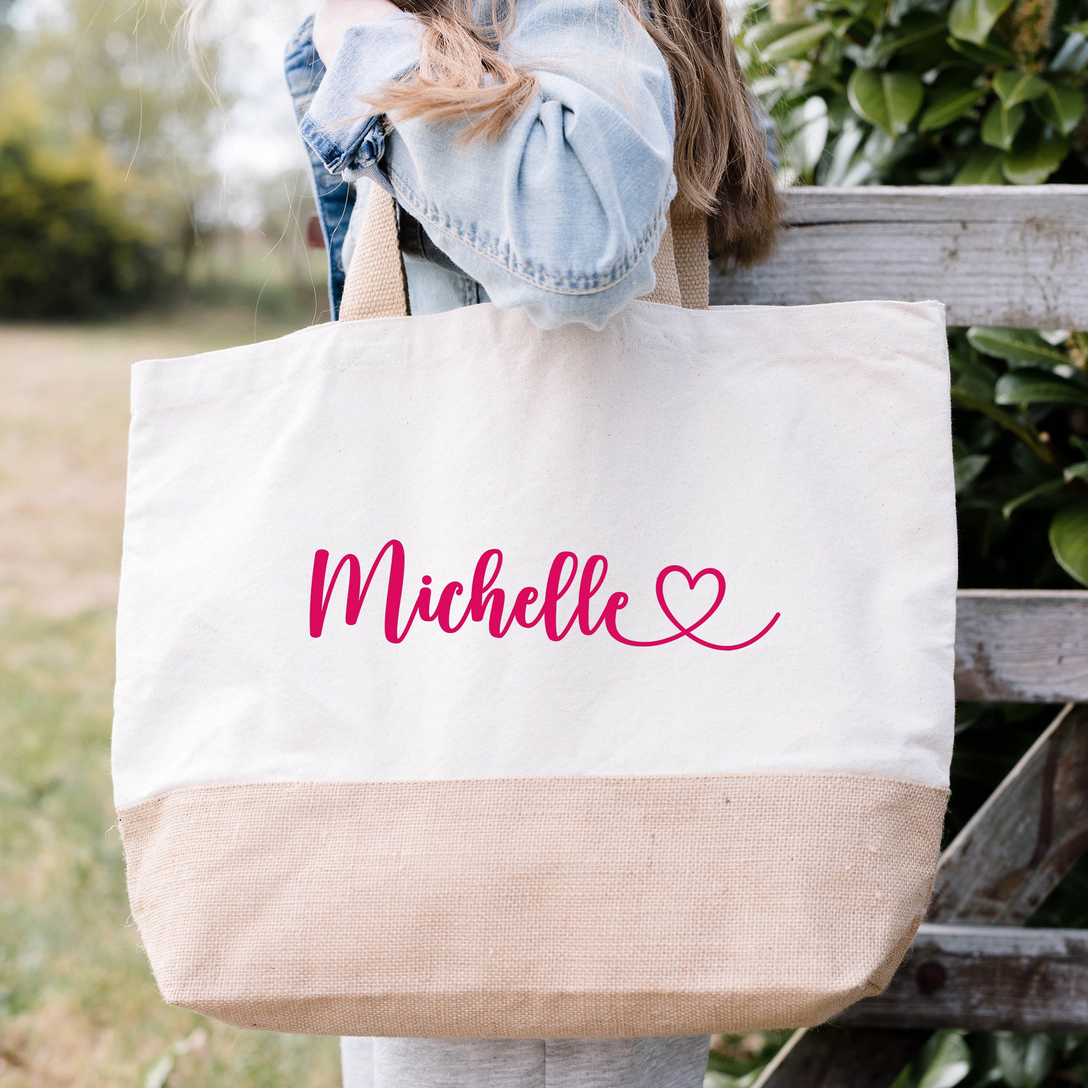 Personalised Large Tote Bag Jute Large Shopping Bag Large Etsy UK