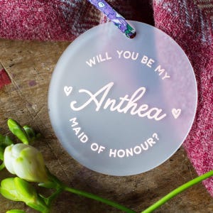 Personalisierter Trauzeugin Vorschlag Geschenk: Acryl Andenken mit Liberty Band Personalisiert