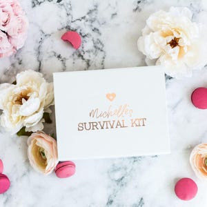 Real Foil Print! Survival Kit Gift Box with Name, Custom Gift Box Bridal Gift Box University Gift Box Personalised Gift