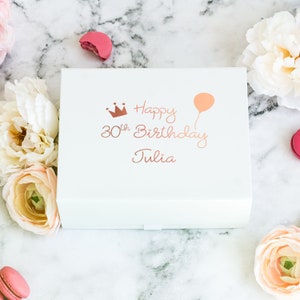 Real Foil Print! Personalised Birthday Gift Box with Name and Age, Personalized Gift Box