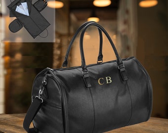 Men's Weekender Travel Bag Suit Bag | Personalised Best man proposal, Groomsman Gift | Luxury Gift for Him Business Valentines Gift for him