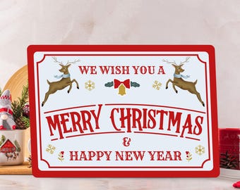 Merry Christmas Metal Sign: Retro Vintage Kitchen Decor (Tin Wall Art)