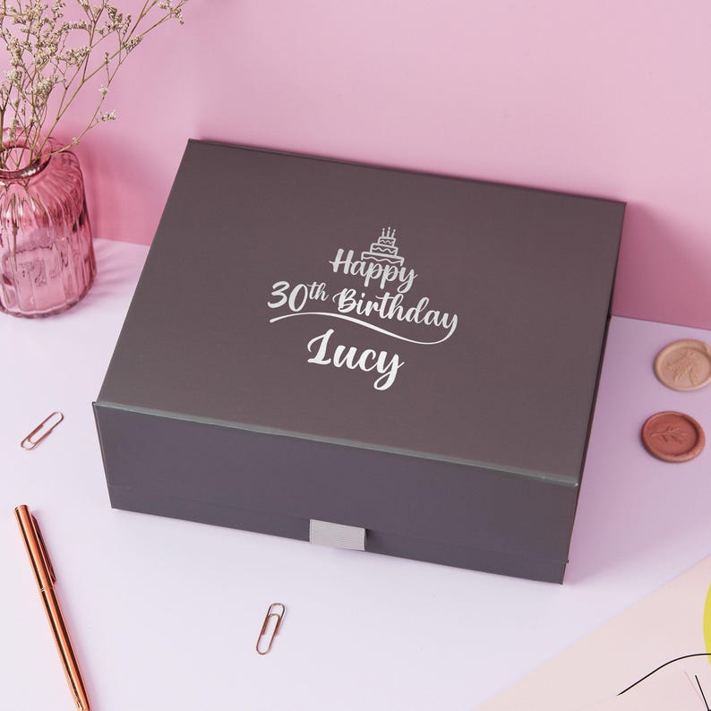 Foil Print Personalised Birthday Gift Box: Custom Name & Age Personalized image 4