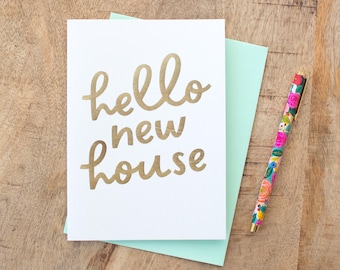Hello New House Card, Gold Foil, Pearlescent (18x13cm)