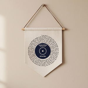 Personalised Our Song Lyrics Record Wall Hanging, Linen Anniversary Gift, Wedding Song, 4th year, Memorable Wedding Gift
