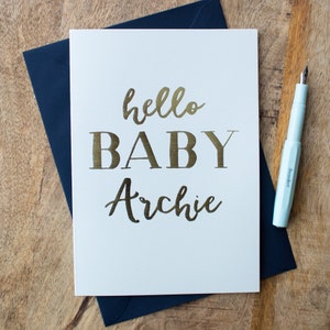 Gepersonaliseerde Hallo babykaart, nieuwe babycadeau, kaart voor nieuwe ouders, geboorteaankondigingskaart, kaart voor nieuwe moeder, aangepaste naam wenskaart