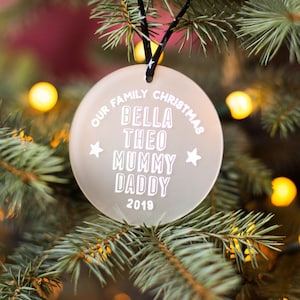 Personalised Family Christmas Bauble: Liberty Ribbon Ornament Personalized