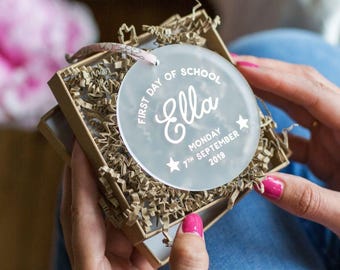 Personalised First Day of School Ornament: Frosted Acrylic Keepsake Personalized