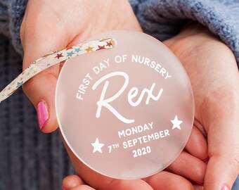 Personalised First Day of School Keepsake: Frosted Acrylic Ornament Personalized
