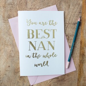 Meilleure grand-mère du monde entier, carte de fête des mères, carte de voeux en aluminium de luxe, cadeau pour grand-mère, carte d'anniversaire pour grand-mère, merci nounou